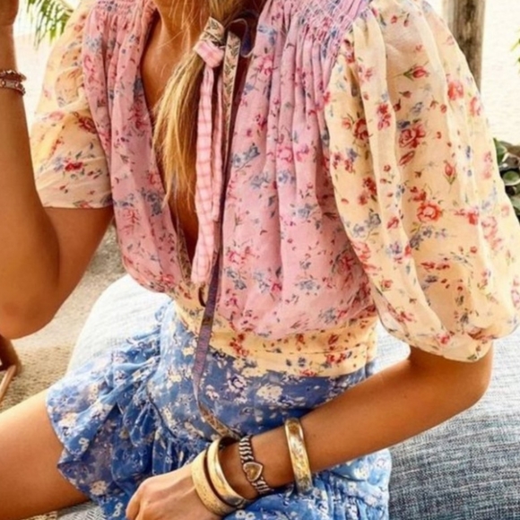 LoveShackFancy Dresses & Skirts - Loveshackfancy Bea Patchwork Floral Silk Mini Dress Floral Size 4